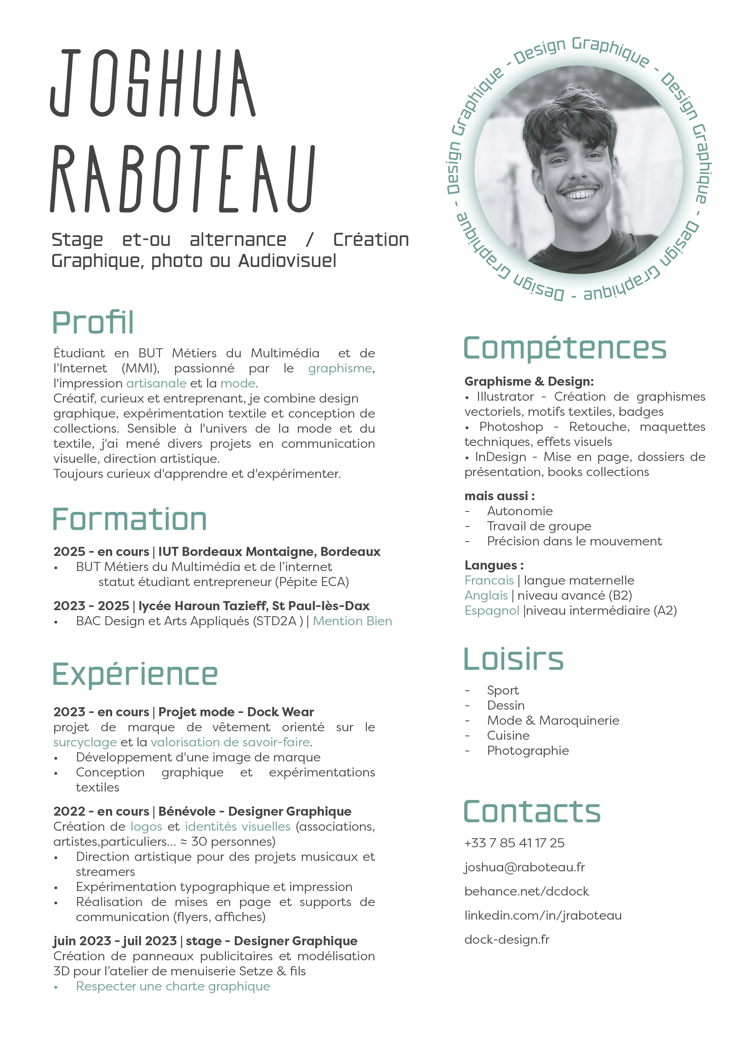CV de Joshua Raboteau